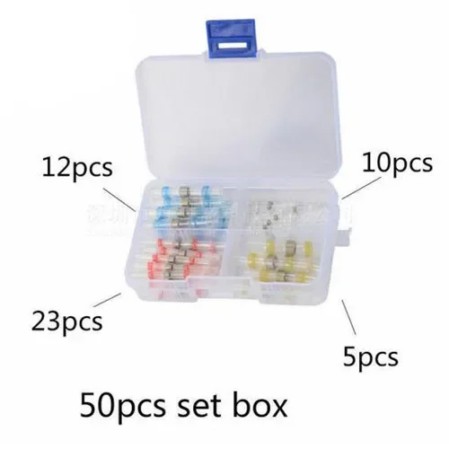 50PCS Heat Shrinkable Tube Kit Solderstick Waterproof Solder Wire Cable Connector Kit Insulated Welding Sleeve