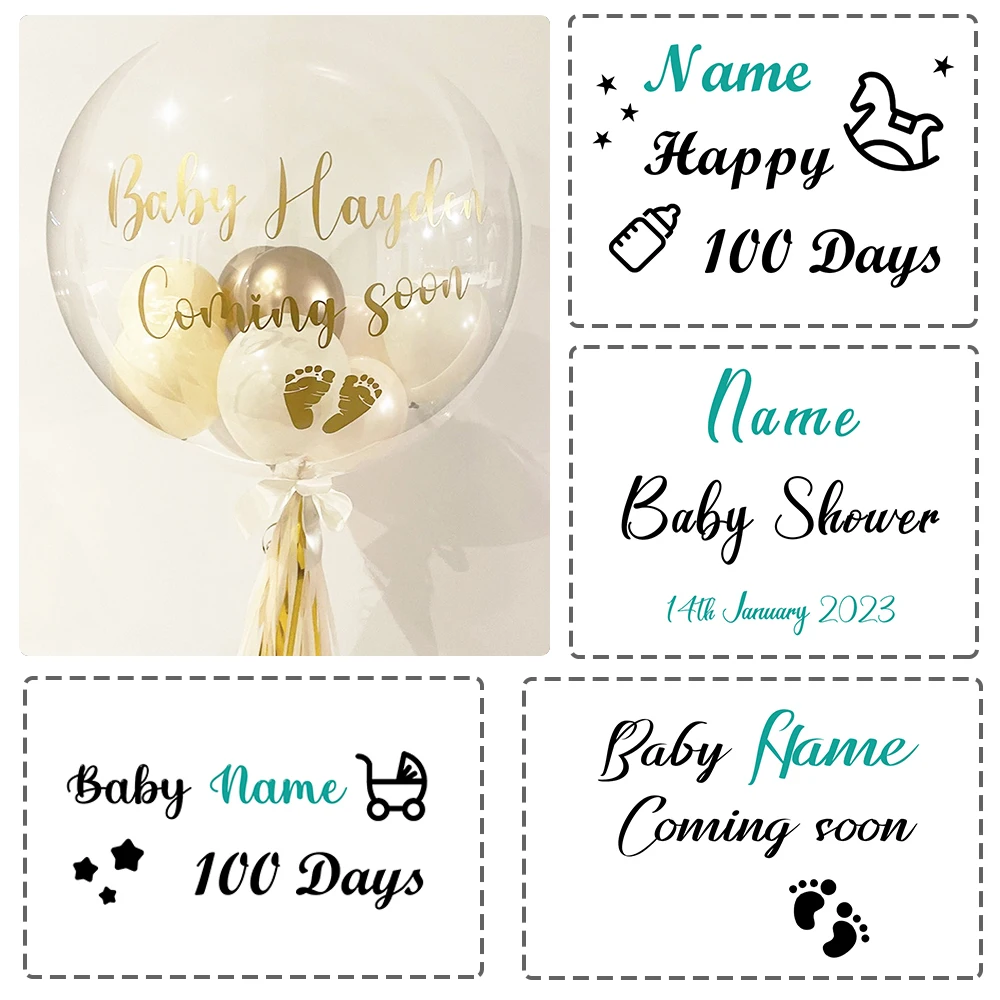 1pc Custom Bubble Balloon Personalised Name Stickers Baby Shower Welcome Baby Party Event Decoration Supplies