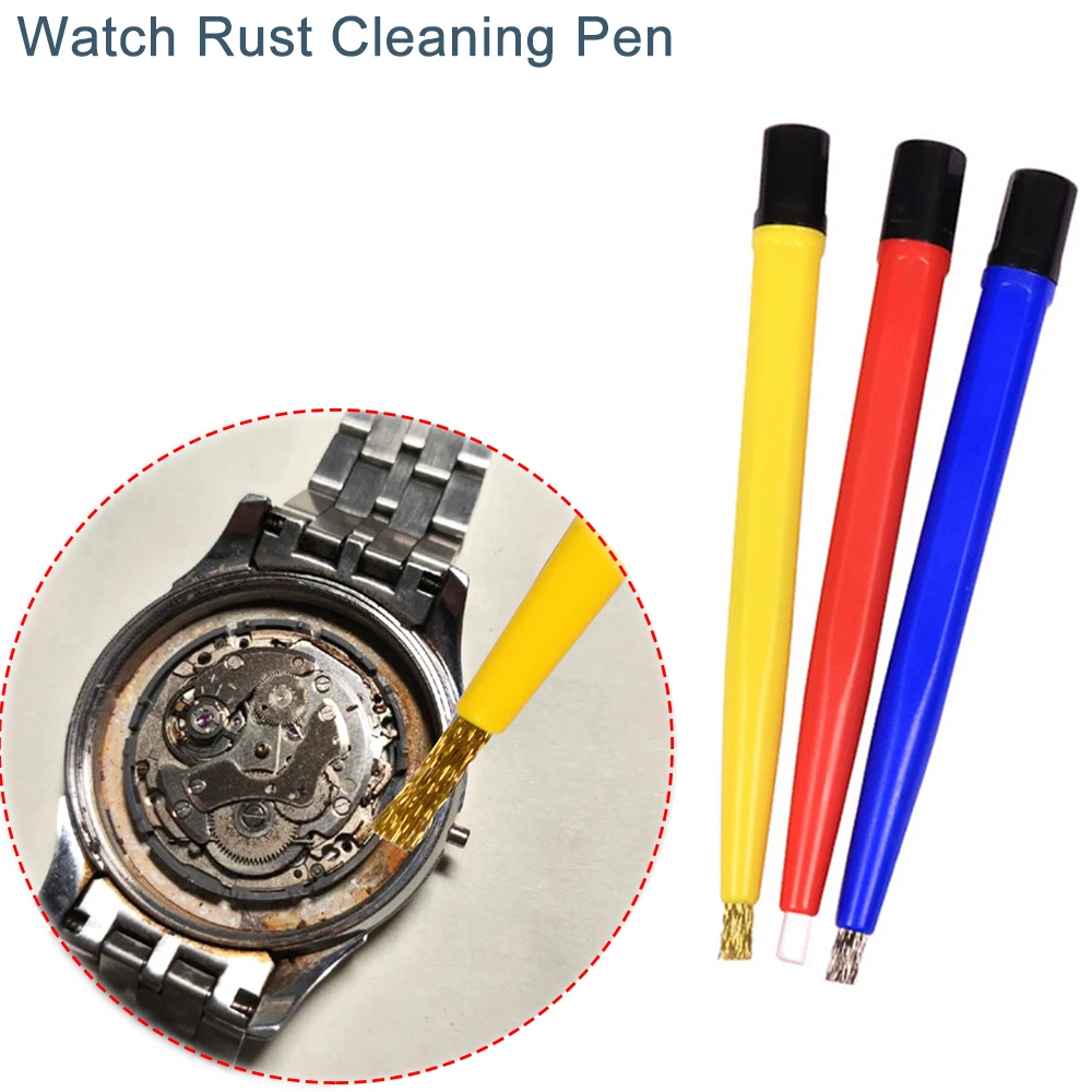 3Pcs Watch Rust Cleaning Pen Portable Fiberglass Nylon Steel Brass Scratch Brush Pen Electrical Circuit Boards Watch Repair Part