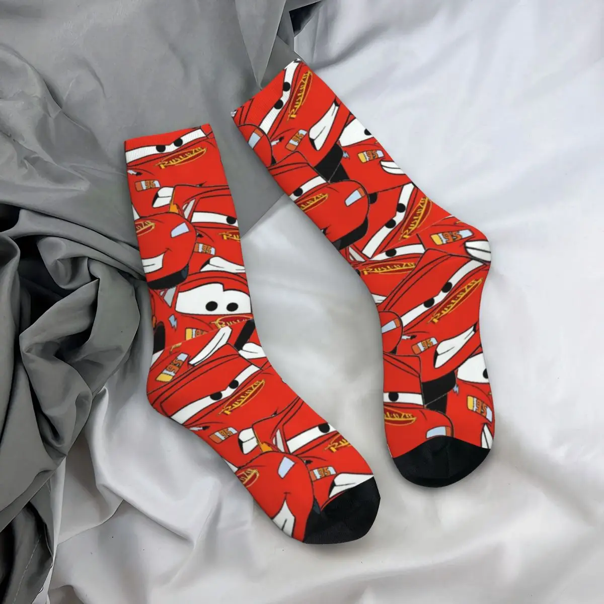 Lightning McQueen Collage Socks Men\'s Women\'s Funny Happy Cars Socks Novelty Spring Summer Autumn Winter Socks Gift