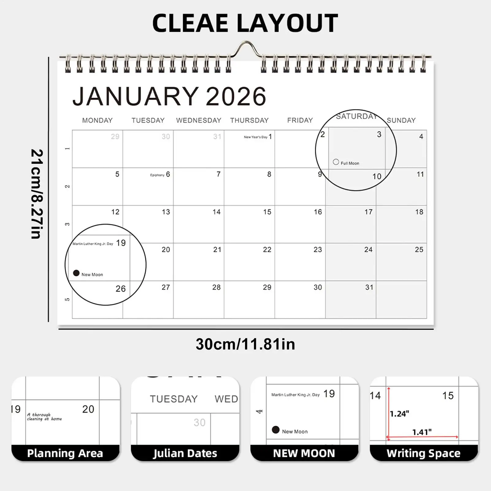 Calendar 2026 Hangable Monthly Planner Organizer Decor 2026 Wall Calendar For Home School Family Classroom Dorm Room