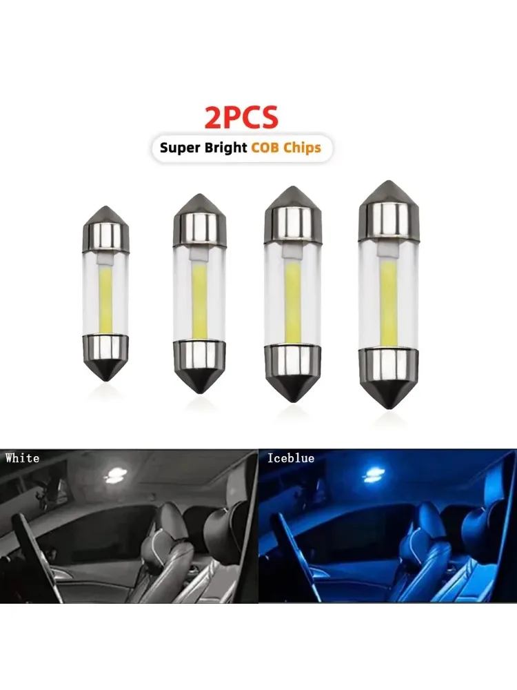 2 Stück Innenraum-Autolichter Soffitte 31mm 36mm 39mm 41mm C10W C5W LED Weiße Lampen Auto-Beleuchtung SMD Innenbeleuchtung Glühbirnen COB LED 12V