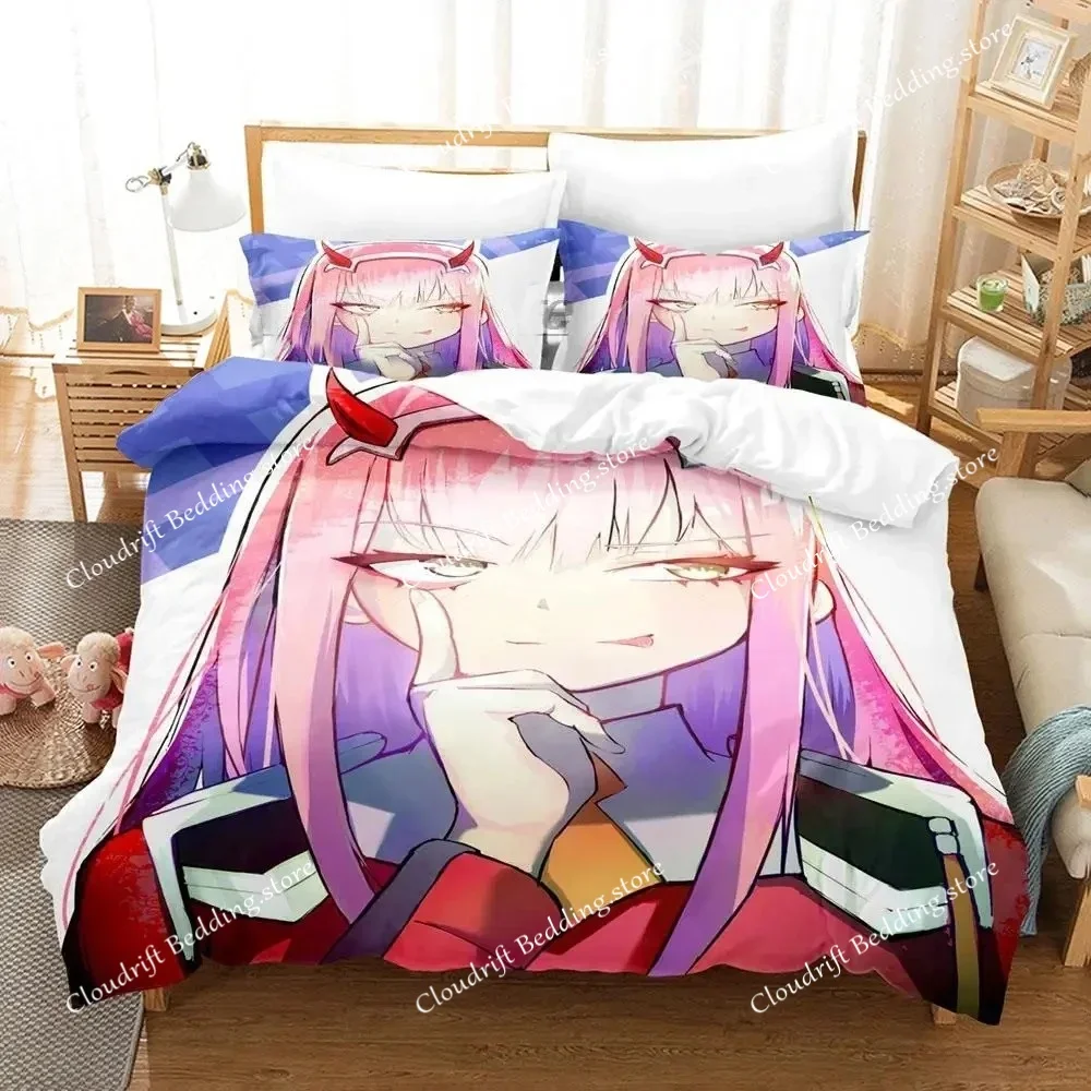 Darling In The Franxx Bedding Set Boys Bedroom Duvet Cover Set 3D Bed Sheet Single Twin Full Queen King Size Duvet Cover Bed Set
