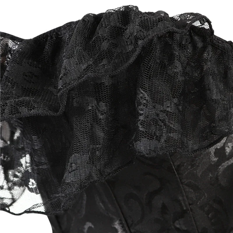 Korsett Top für Frauen Über brust Vintage Blume Korsett Bluse Top Spitze Lolita Korsett Bustier kurze Ärmel plus Größe – Detail 6