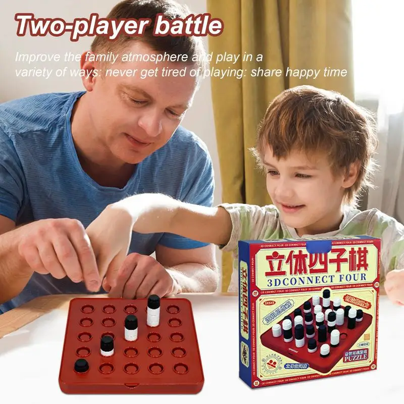 Four in a Row Game 3D Family Fun Games Interactive Board Games Unique Educational Toys Classic Family Toy for Parties Gatherings