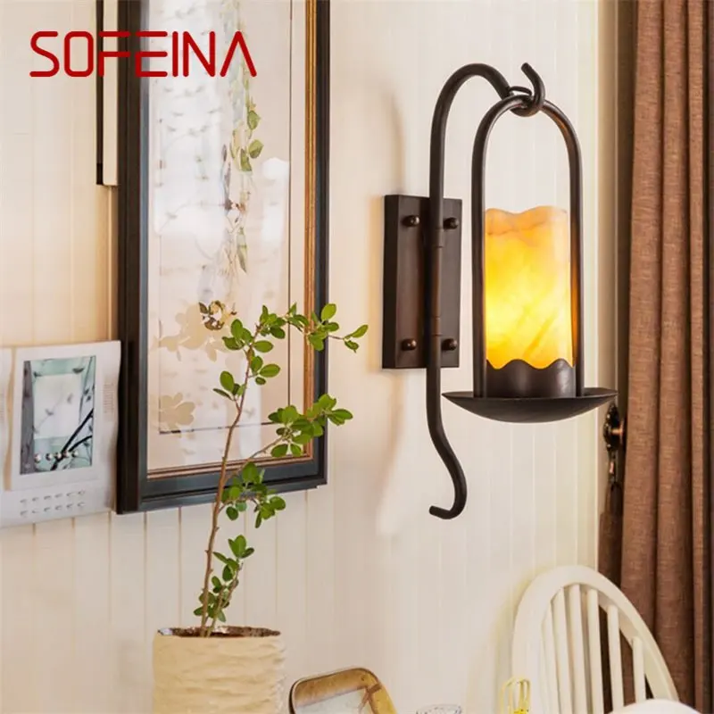 ·SOFEINA Indoor Wall Light Sconces Dolomite Candle Shape Lamps Classical Fixture Decorative For Home