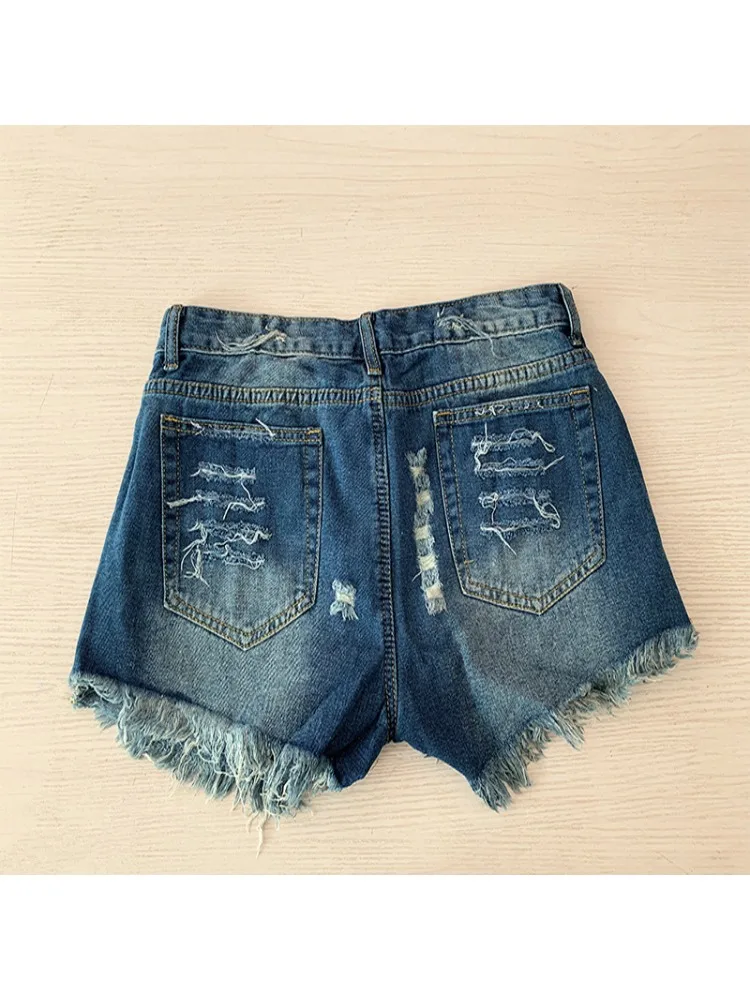 Women\'s Summer American Flag Tassel Star Print Denim Shorts Fashion Tassel Design Shorts Versatile Casual Shorts