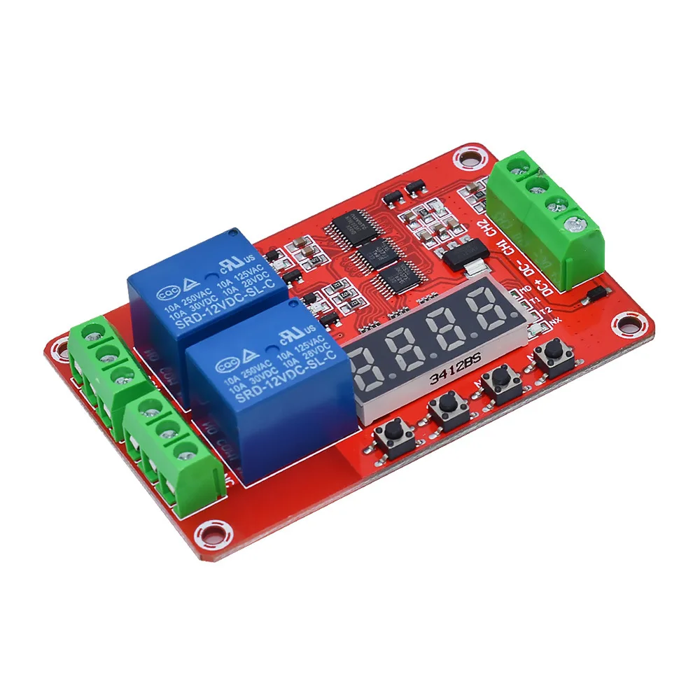 1/2 Channel Multifunction Time Relay Module, 5V/12V/24V Delay Self-locking Cycle Timer for PLC Control, Sold in 2pcs