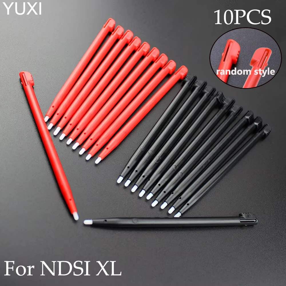 10 Uds. de bolígrafos táctiles para NDSi XL, bolígrafos táctiles de plástico negro y rojo para DSi XL, accesorios de repuesto