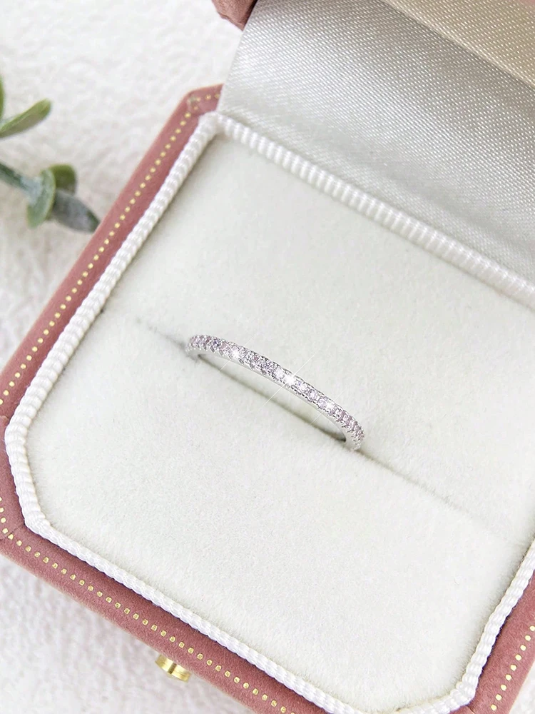 925 فضة شخصية لامعة 1.4 مللي متر كامل الزركون تكويم خاتم عادي للنساء اليومية حفلة موضة غرامة مجوهرات