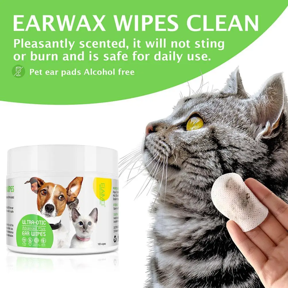 Pet Ear Cleaning Wipes Disposable Ear Care Finger Cuff Removing Dogs Products Mites Cats Cleaning Antipruritic Antibacteria L8S3