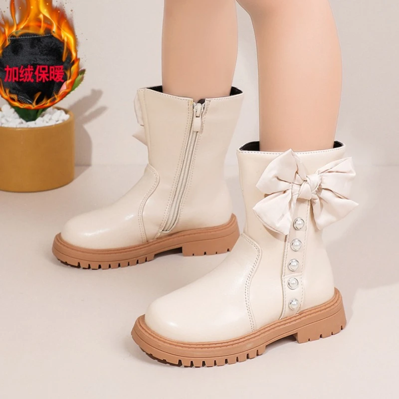 

Winter girl snowboot2025new Korean version girl princess warmboot fashiona girls butterfly snow formal versatile childshortboots