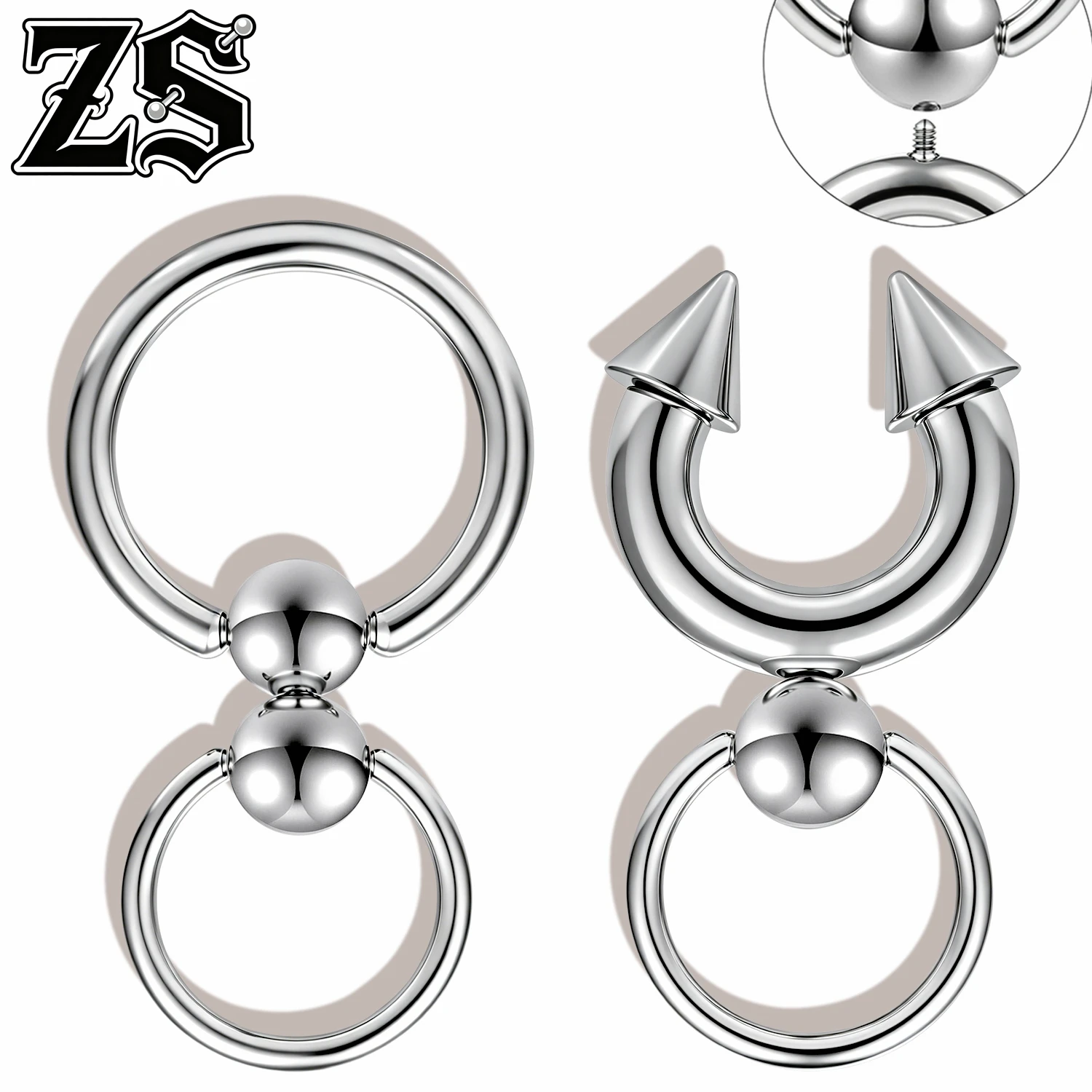 ZS 14/12G 1 PC/1 Pair Stainless Steel Nipple Rings Pendant Nipple Piercings Horseshoe Dangle Taper Private Piercing Body Jewelry