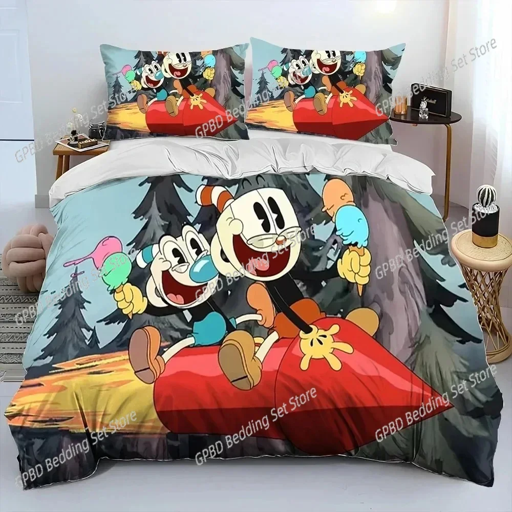 

3D Print Game Cuphead Mugman Bedding Set 3D Printed Suitable for Bedroom Duvet Cover Set With Pillowcases Kids Home Textile