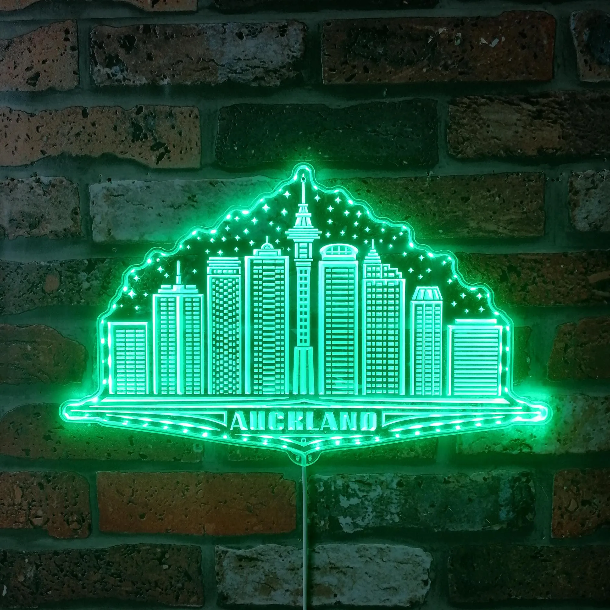 Auckland New Zealand Skyline Silhouette RGB Dynamic Glam LED Sign st06-fnd-i0107