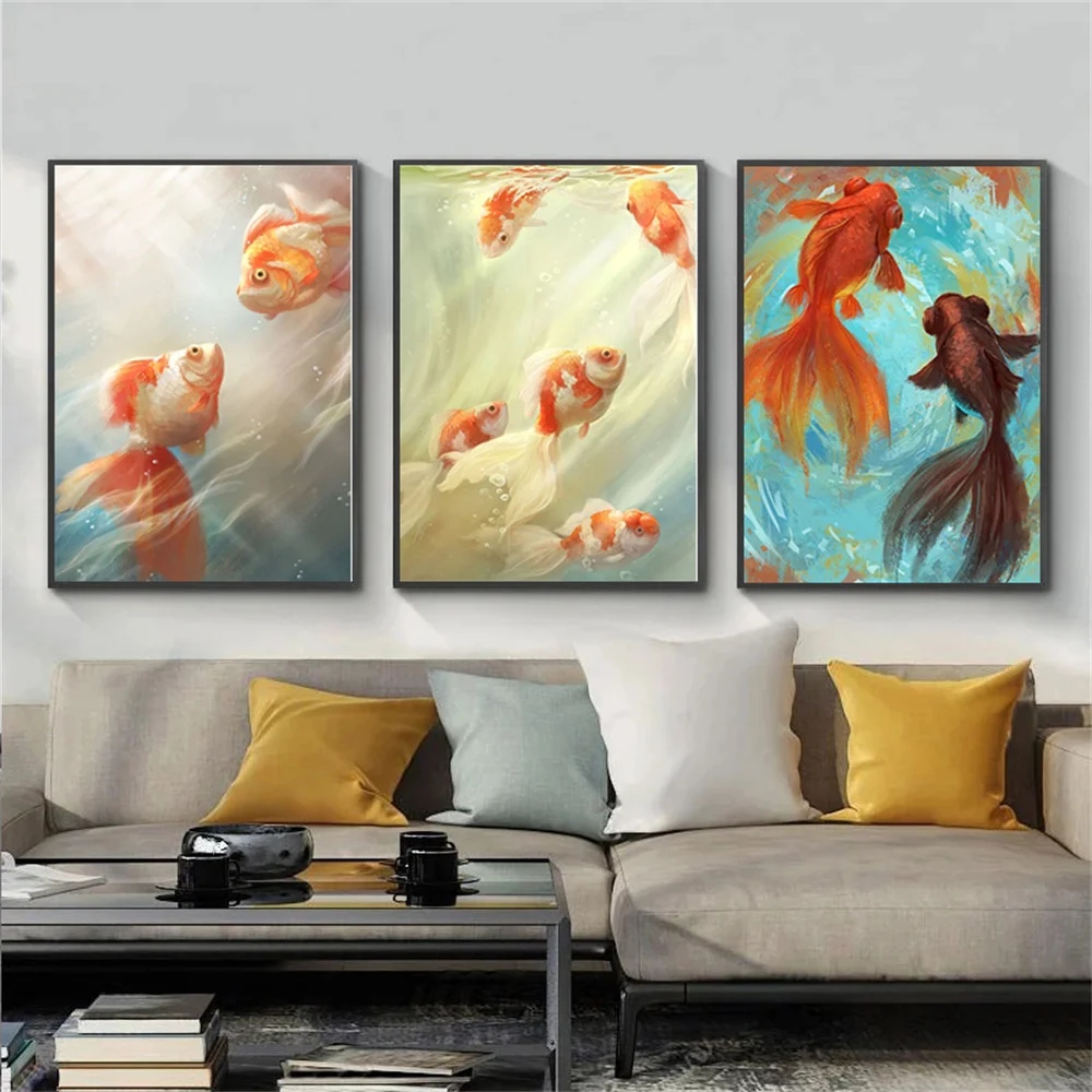 3Pcs Animal Goldfishes DIY 5D Diamond Painting Full Drill Square Embroidery Mosaic Art Picture Of Rhinestones Home Decor Gifts