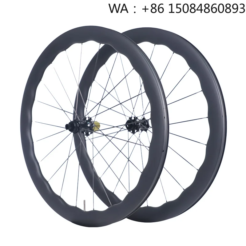 Jeu de roues de vélo en fibre de carbone 700c, jantes en carbone tubeless aérodynamiques avec frein à disque à blocage central et garantie de 2 ans