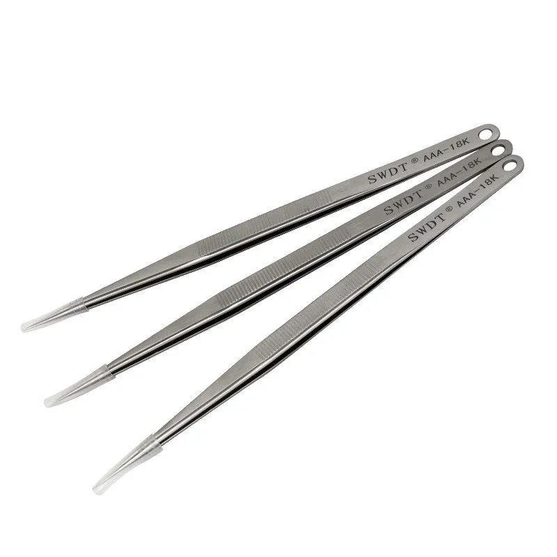 SWDT AAA18K Elongated Pointed Tweezers Mobile Phone Electronic Parts Repair Tools Extra Tip Stainless Steel Flying Wire Tweezers