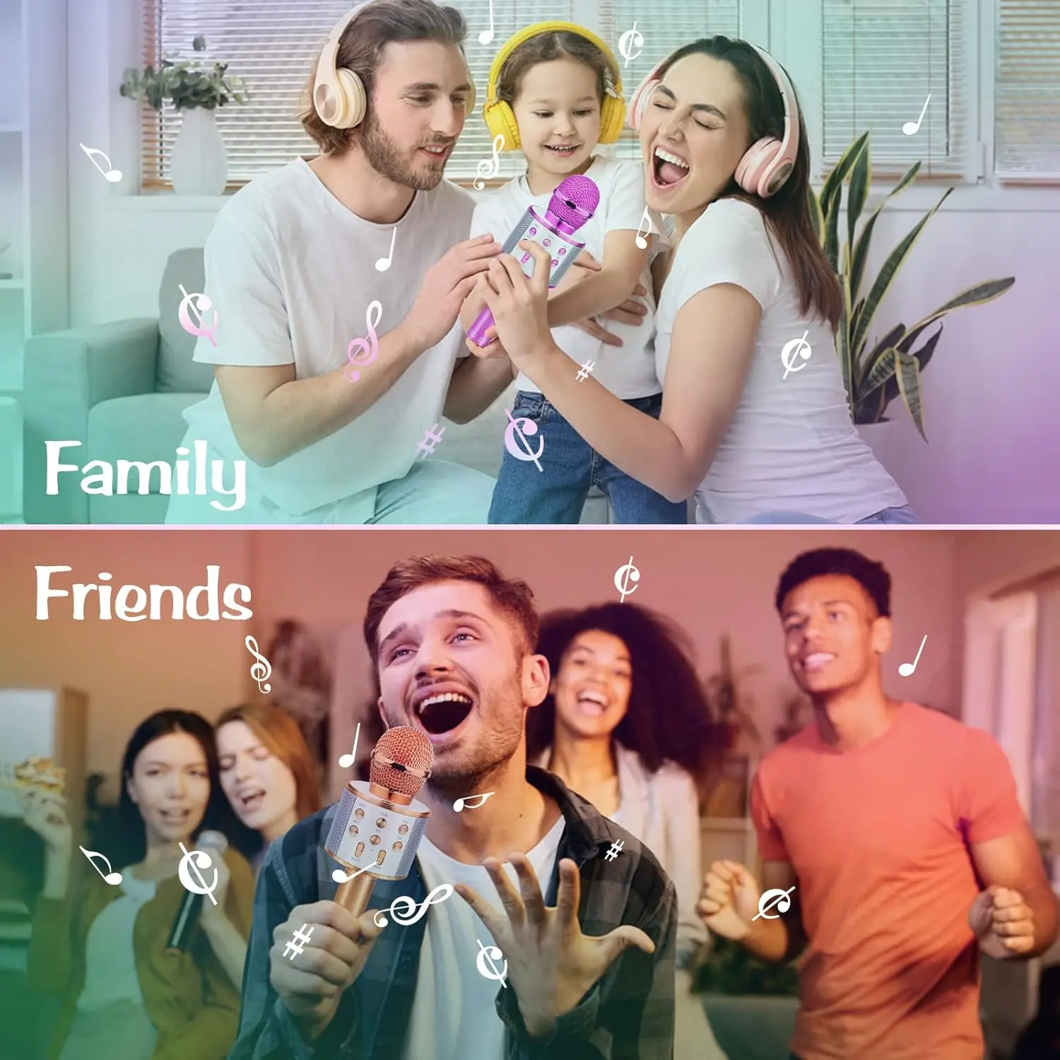 ميكروفون كاريوكي لاسلكي يعمل بالبلوتوث للأطفال، مسجل مكبر صوت كاريوكي محمول 5 في 1 مع راديو FM