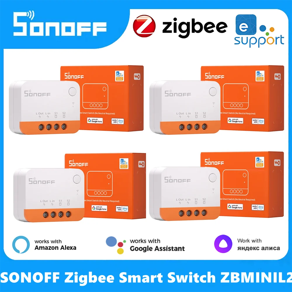 SONOFF ZBMINI L2 Zigbee Switch No Neutral Wire Required Smart Home Wireless 2 Way Module eWeLink APP Control Alexa Google Home