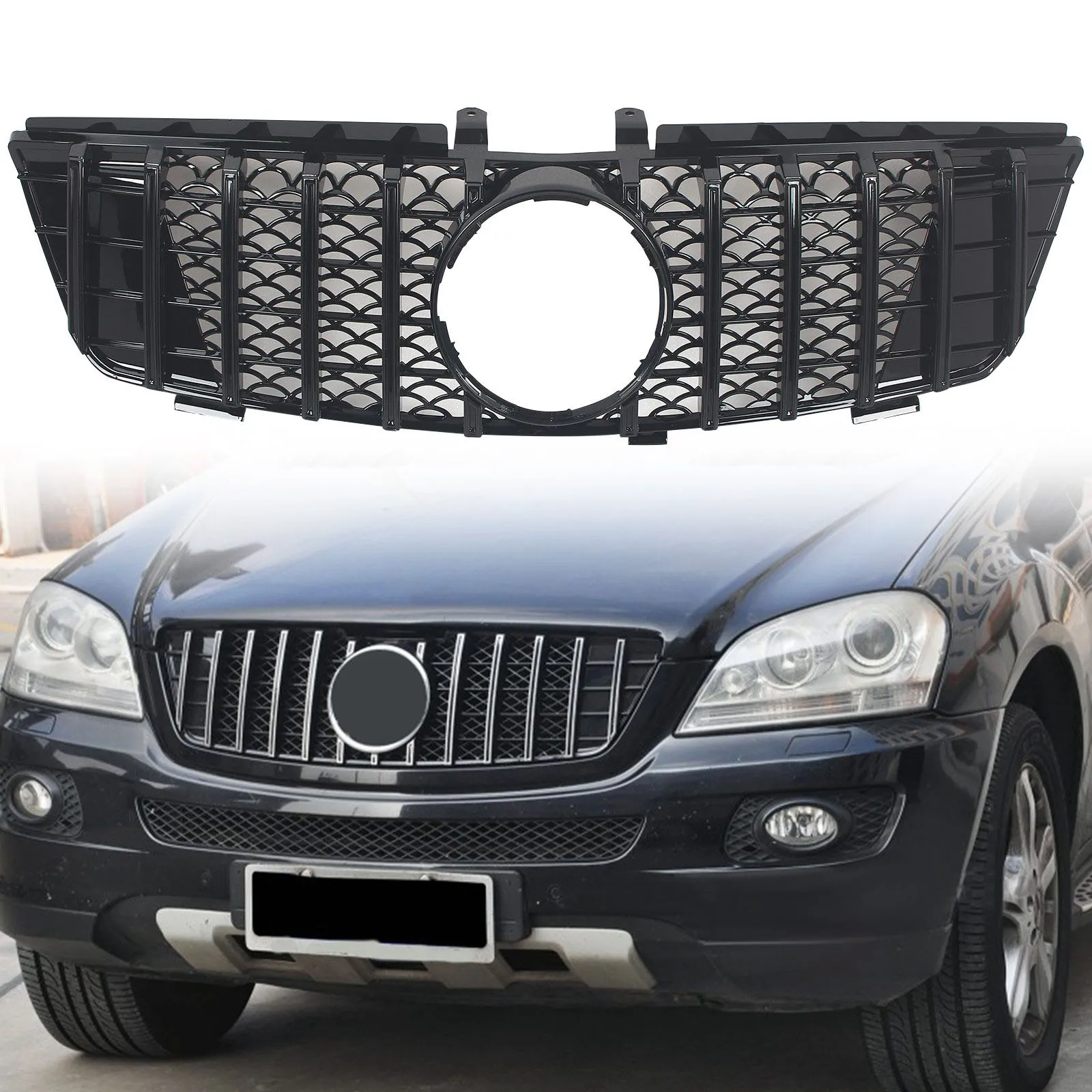 

Car Front Bumper Racing Grill Billet Gril Tuning Accessories For Mercedes Benz ML-Class W164 2005-2008