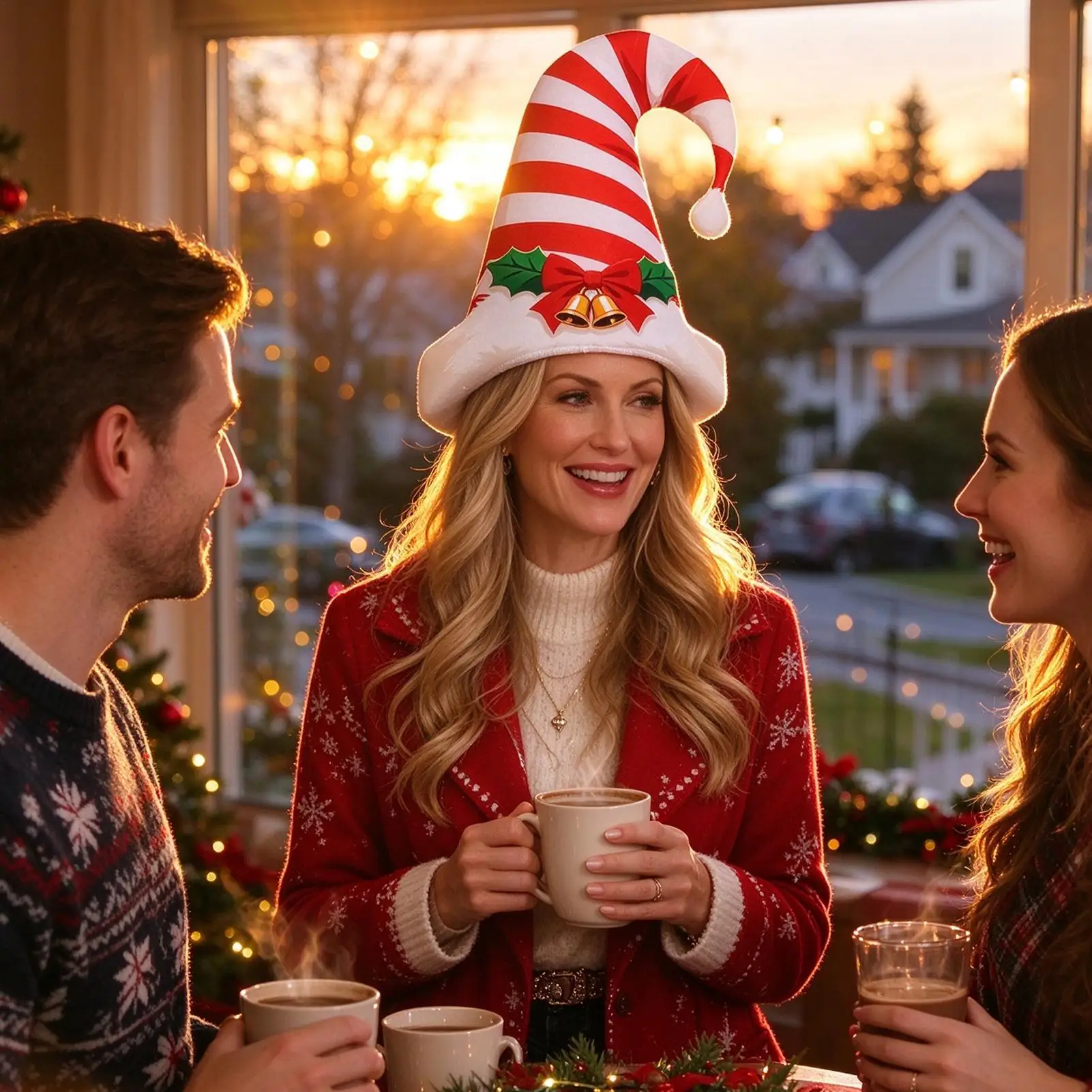 Costume Hats Christmas Red And White Candy Cane Striped Headwear Tall Holiday New Year Headgear For Men Women Adults Indoor
