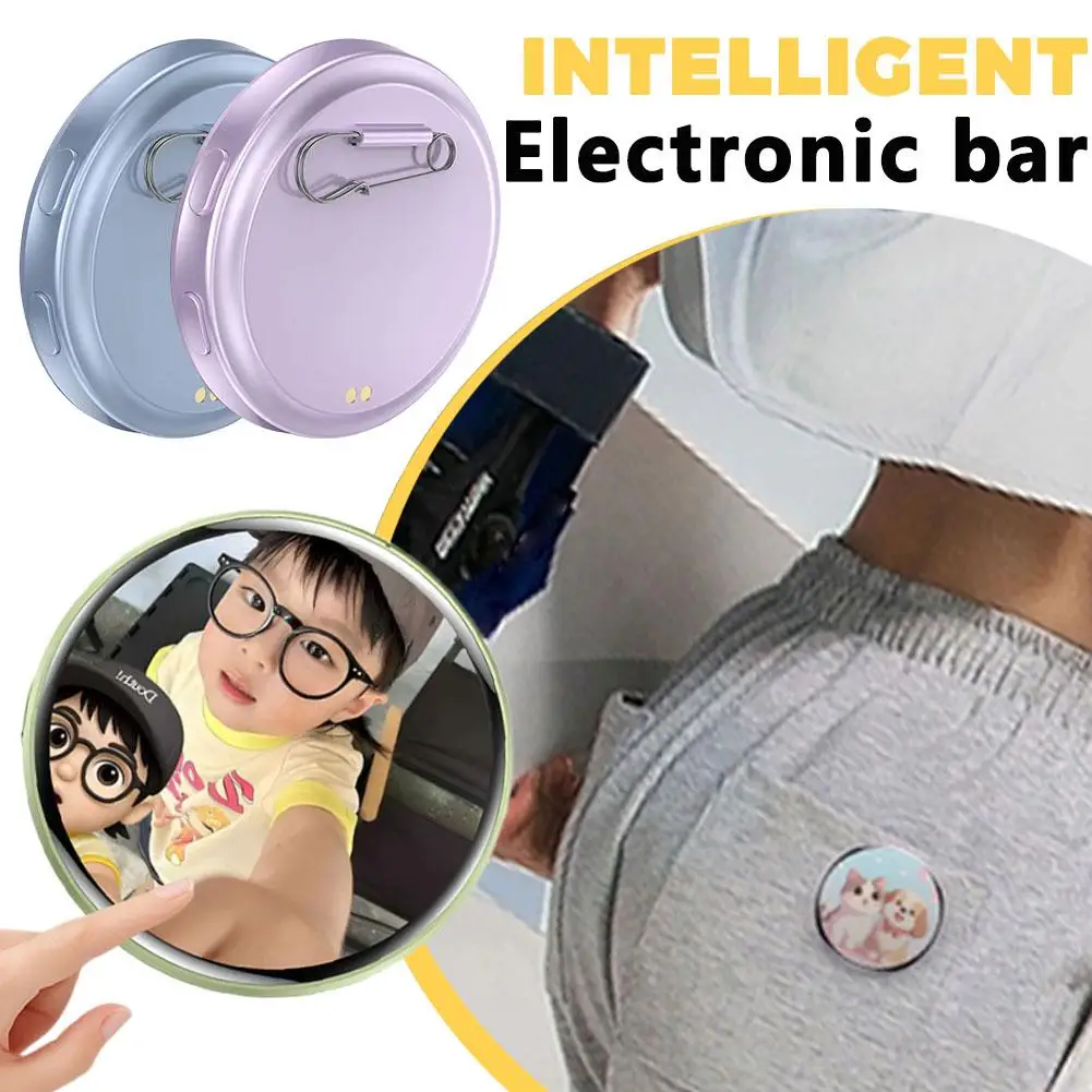 

E87/L8 Anime Collectible E-Badge 1.7 Inch Touch Screen Cyber Dynamic LED Display Pin High-end Gift For Otaku Fans Home Decor