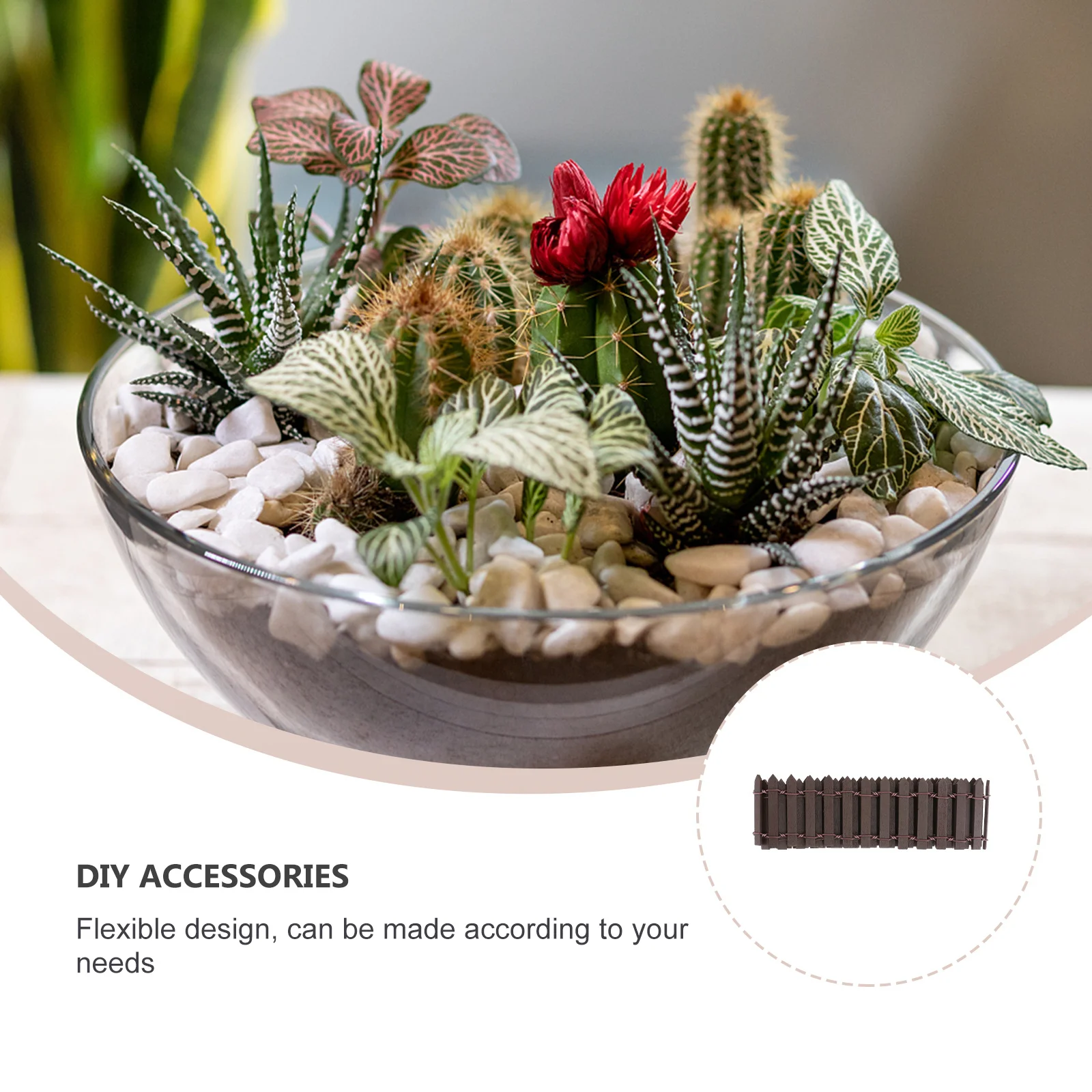 100cm X 5cm 미니 나무 울타리 미니 식물 화분 장식 정원 요정 정원 미니 하우스 크리스마스 트리 울타리 DIY 유연한 경계선