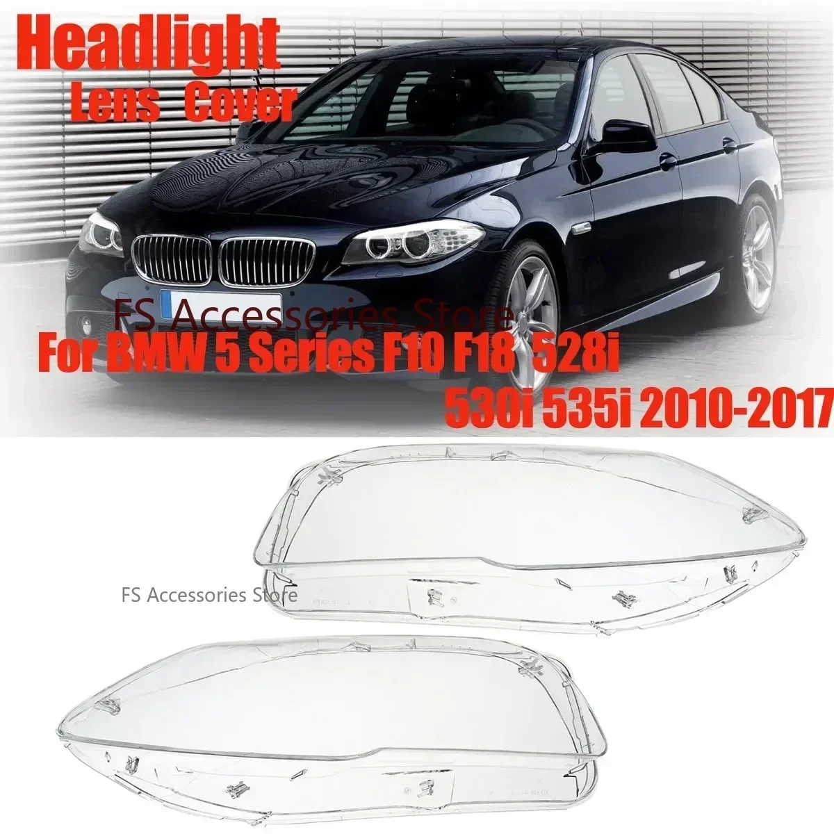 Car Front Headlight Lens Cover For BMW 5 Series F10 F18 528i 530i 535i 2010-2017 Auto Shell Headlamp Cover Lampshade Transparent