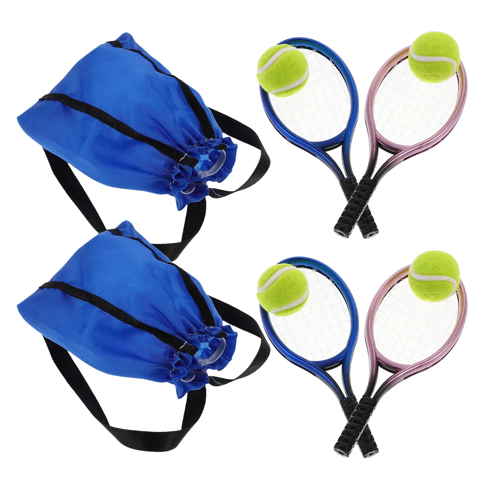 

2 set Mini Tennis Racket Dollhouse Miniatures Decor For Kids Role-Playing Games Lightweight Durable Simulation Play House