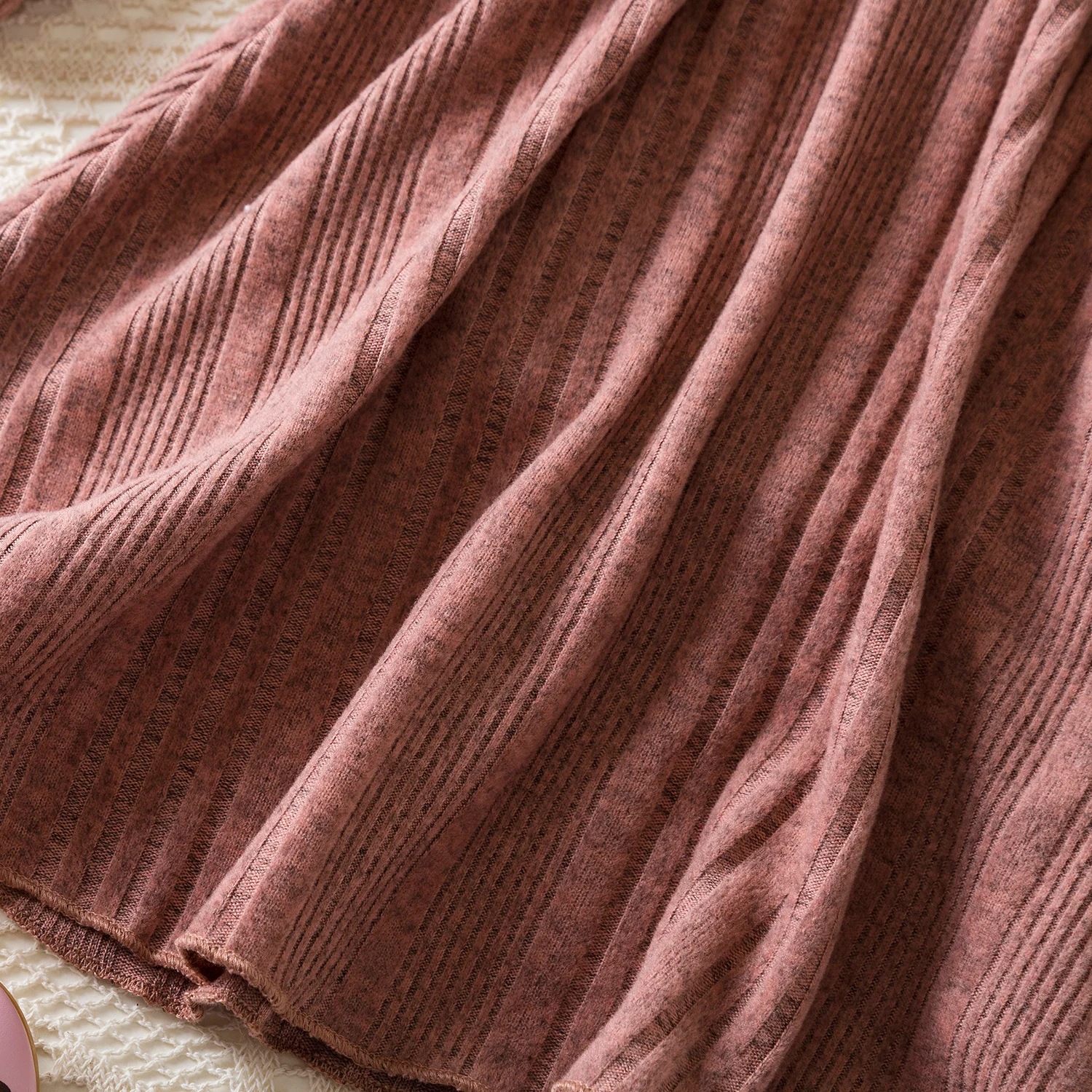 Girls Button Front Rib Knit Dress 4