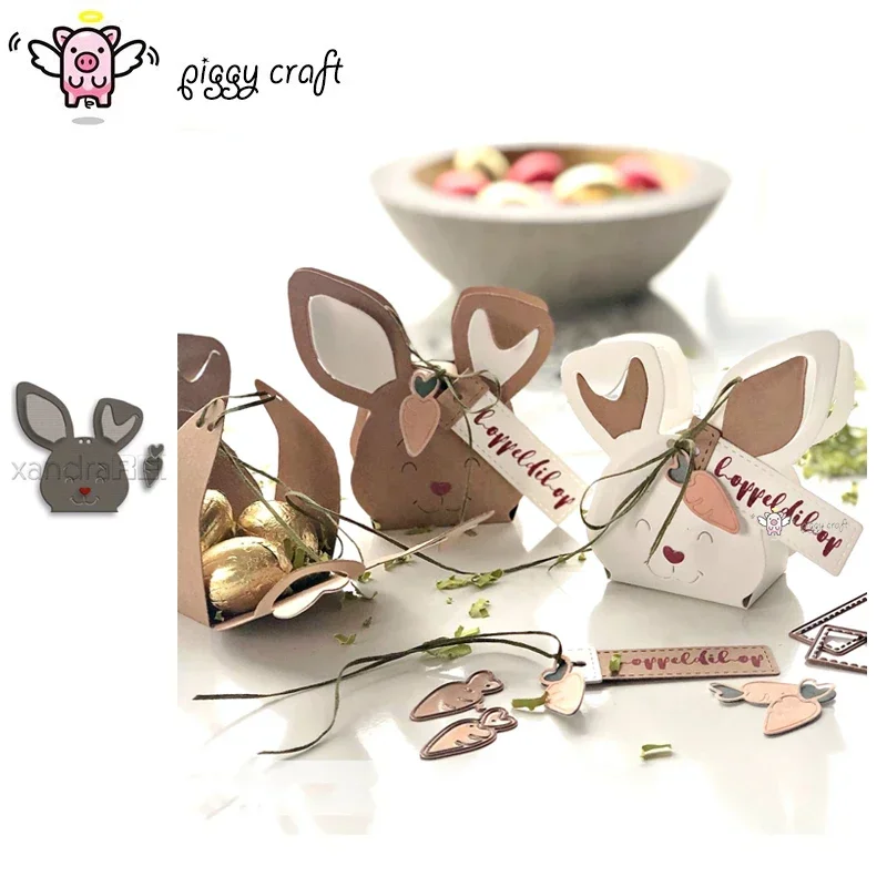 

Piggy Craft metal cutting dies cut die mold Rabbit Bunny gift box Scrapbook paper craft knife mould blade punch stencils dies