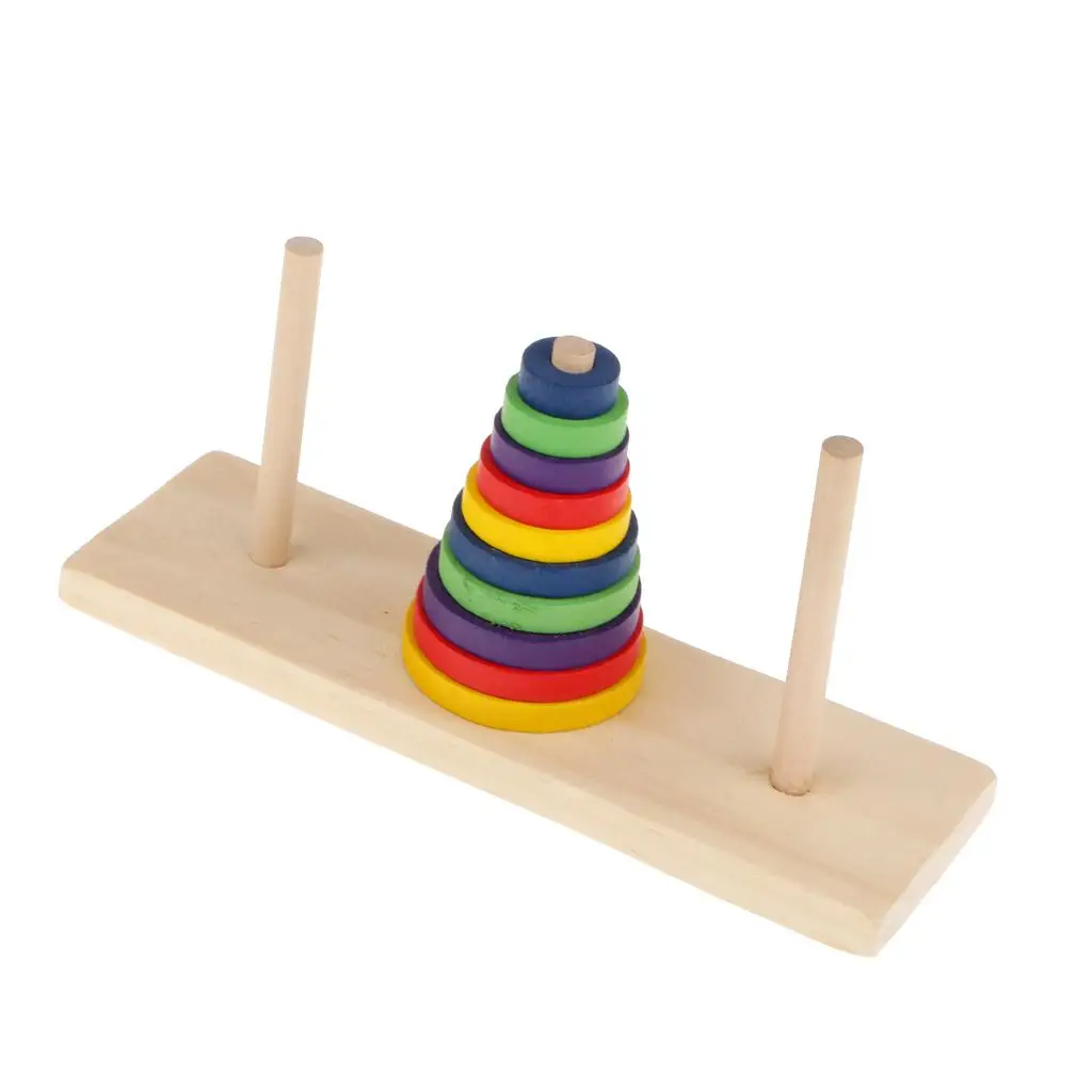 Indian Style Wooden Tower of Hanoi IQ Puzzle Children Educational Toy