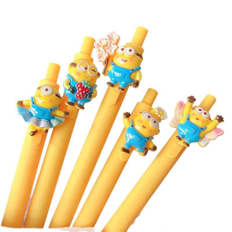 5 Stück niedliche gelbe einäugige schwarze Gelstifte für Schüler, Schreibwaren, Cartoon-Stift, Kawaii-Schulbedarf