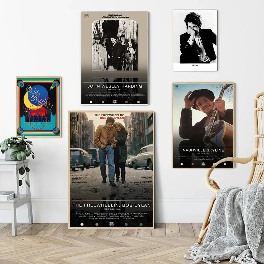 Bob Dylan Music Poster Vintage Rock Music Album Photo Prints Magazine Concert Canvas Painting Wall Picture Home Man's Room Decor
