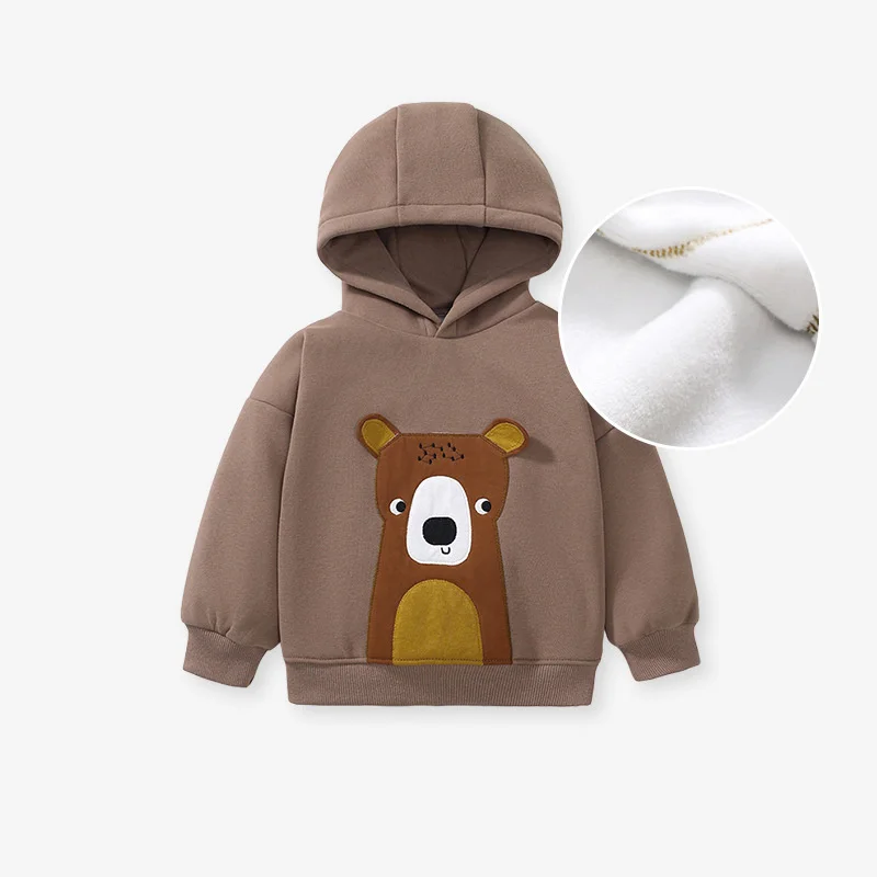 Sprung meter 2-7t Herbst Winter Jungen Mädchen Kapuzen pullover mit Tiger applikation Langarm Kinder bekleidungs hemd