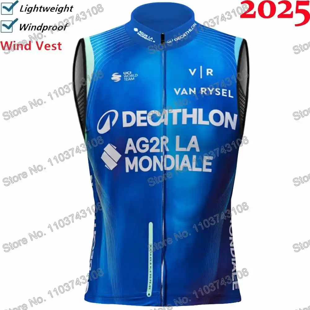 Equipo AG2R 2025 Chaleco de ciclismo Cortavientos carrera profesional Chaleco de viento Hombres Verano Maillot de bicicleta de carretera Sin mangas BTT Mujer Chaqueta de bicicleta Ropa de deporte