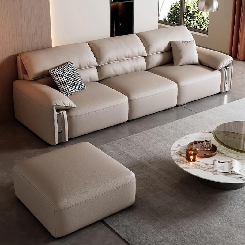 Italian Light Luxury Cat Claw Leather Sofa, Living Room, Leather Latex Sofa, Modern and Minimalist Size, Direct Layout New Style