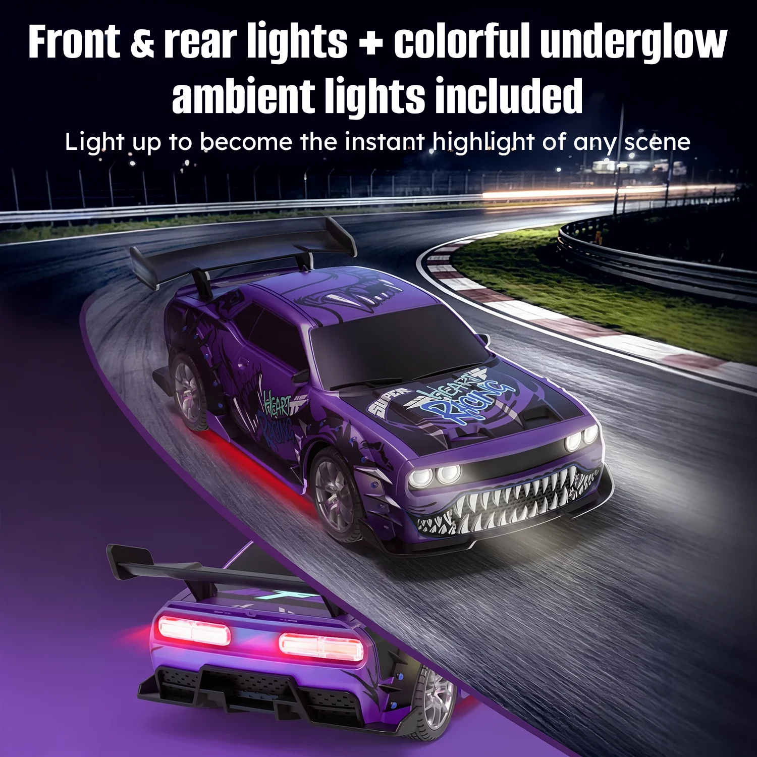 1:24 RC Car, 4WD Remote Control Racing Vehicle, 2.4GHz High Speed Drift Racer with Interchangeable Wheels, Ideal for Gifts