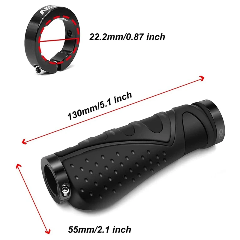 ASTRO Ergonomic Bike Grips Mountain Bicycle Non-Slip Handlebar Grips for 22.2mm Bicycle/Mountain Bike/Scooter/Road Bike,Black