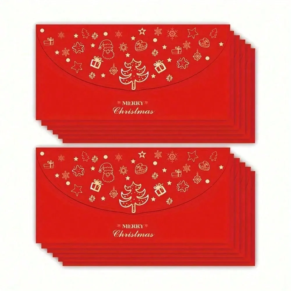 5/10 Pcs Hot Stamping Christmas Red Envelopes, Cash Gift Packets for Holiday New Year Party