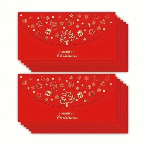 5/10 Pcs Hot Stamping Christmas Red Envelopes, Cash Gift Packets for Holiday New Year Party