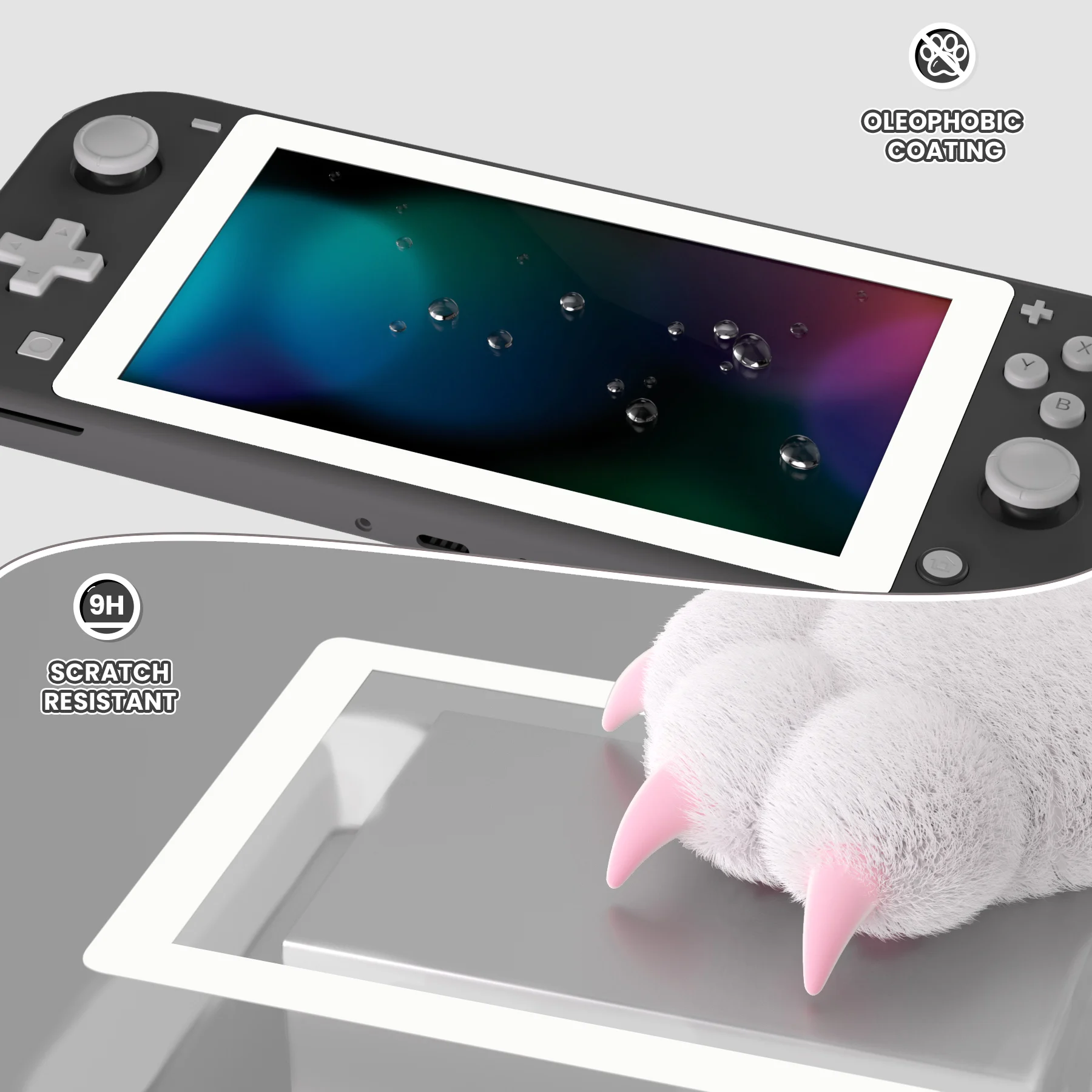 واقي شاشة من الزجاج المقسى ذو حدود ملونة شفافة عالية الدقة وواقي شاشة من الزجاج المقسى لهاتف NS Switch Lite