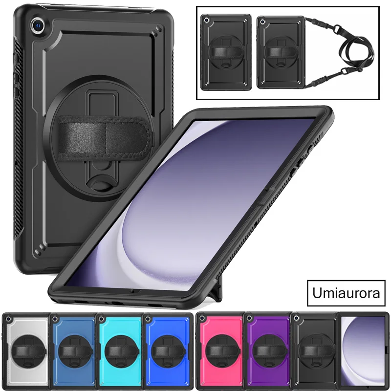 

For Samsung Tab A9 8.7 SM-X110 A11+ Plus 11 inch SM-X230 X210 X130 Shockproof Tablet Case Hand Shoulder Strap Stand Armor Funda