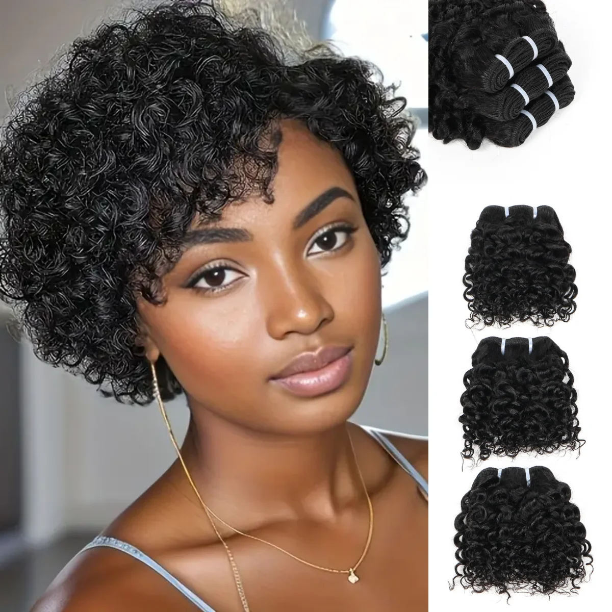 

Бразильские пучки вьющихся волос Джерри, 100% плетение человеческих волос, 3/6 шт., волосы Tissage Humain, натуральные вьющиеся волосы Remy Kinky, наращивание волос