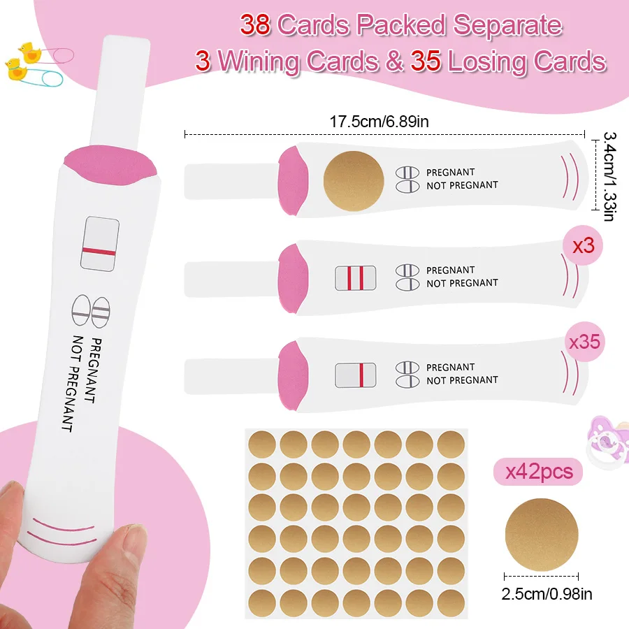 38-teiliges Kreatives Rubbelkarten-Set Schwangerschaftstest mit Enthüllungskarte Babyparty-Gästegeschenk Partyzubehör Spaßiges Verlosungsticket – Detail 13