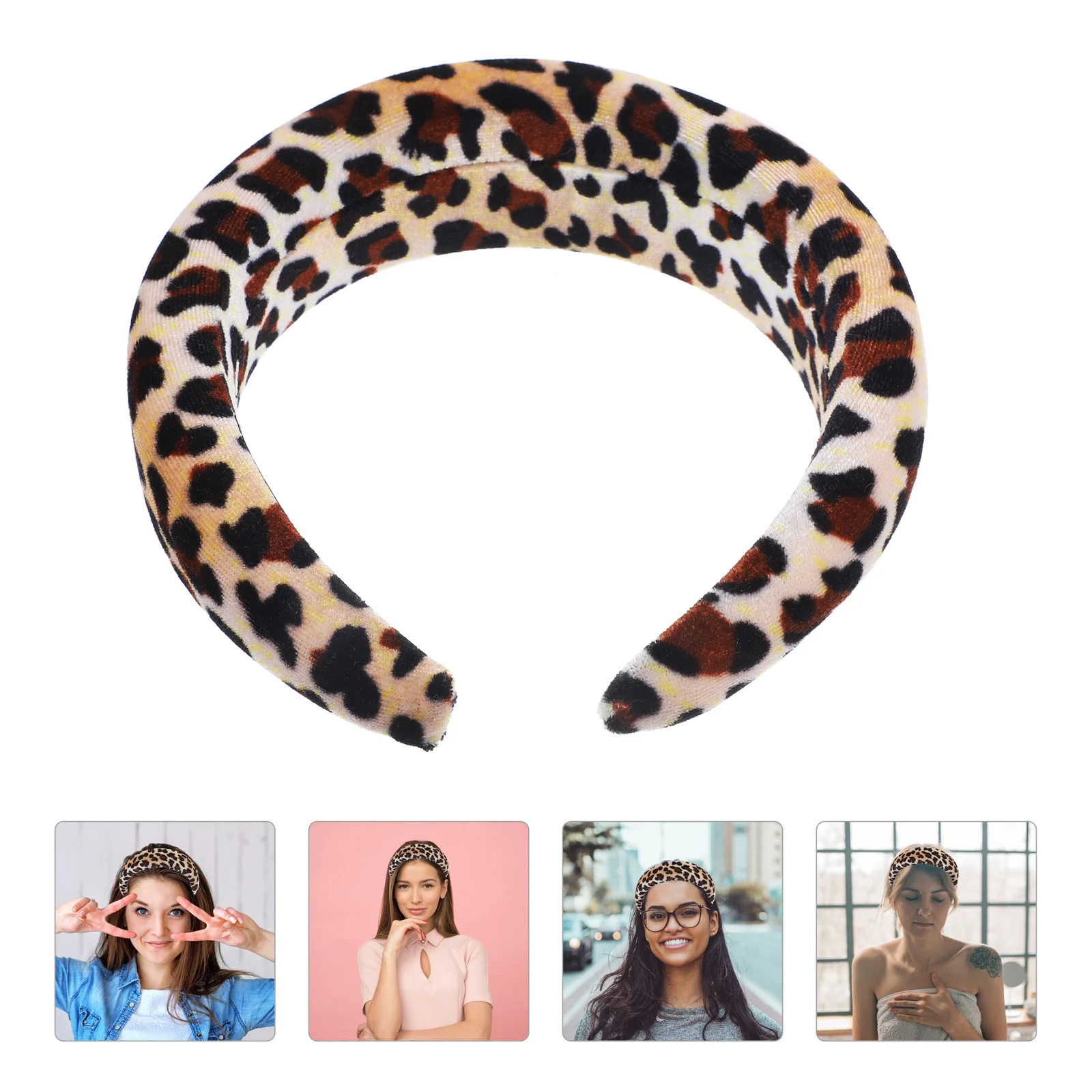 

Leopard Sponge Headband Ladies Headbands Puffy for Women Girls Hair Accessory Adult Prints Female