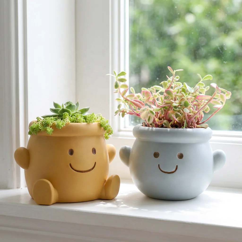 Creative for Smiley Face Planter Vaso resinssa Home Garden Landscape Ornament Green Plant Pot for Flowers Succulents