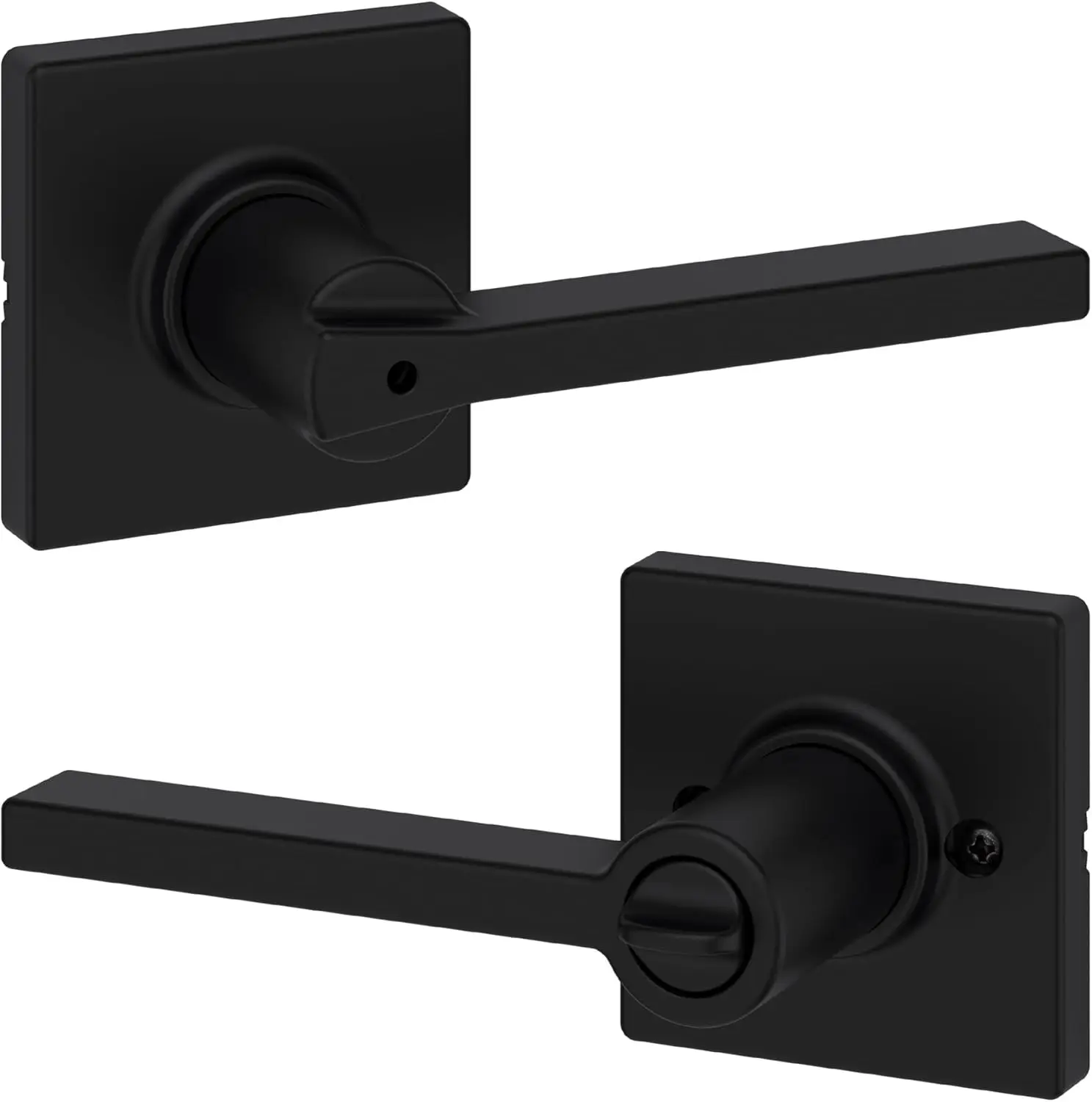 Kwikset Casey Interior Privacy Door Handle with Lock, Door Lever For Bathroom and Bedroom, Matte Black