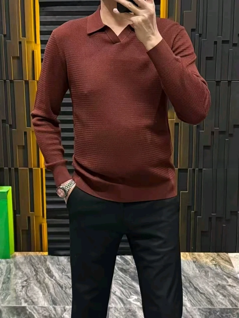 

High Quali Men's Knitted Sweater Faionable Collared Winter New Arrival Comfortable Casual Sle Regular Fit Long Sve